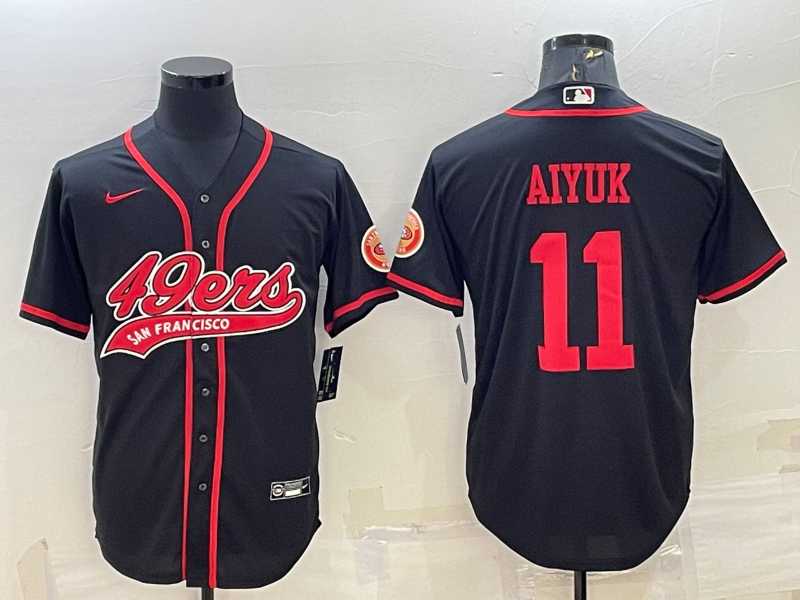 Men%27s San Francisco 49ers #11 Brandon Aiyuk Black With Patch Cool Base Stitched Baseball Jersey->san francisco 49ers->NFL Jersey